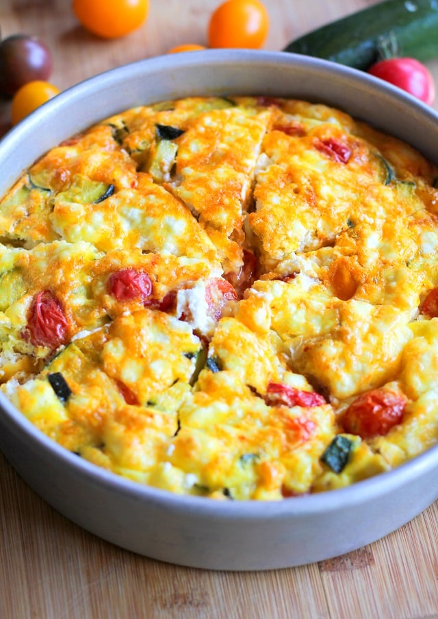 Goat Cheese, Tomato, and Zucchini Frittata + 6 Healthy Zucchini Recipes | TheRoastedRoot.net