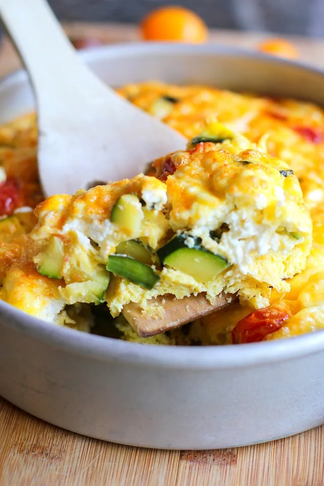 Goat Cheese, Tomato, and Zucchini Frittata + 6 Healthy Zucchini Recipes | TheRoastedRoot.net