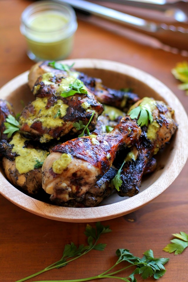 Grilled Chicken with Chimichurri Marinade | TheRoastedRoot.net #dinner #grilling #bbq #healthy #recipe #paleo