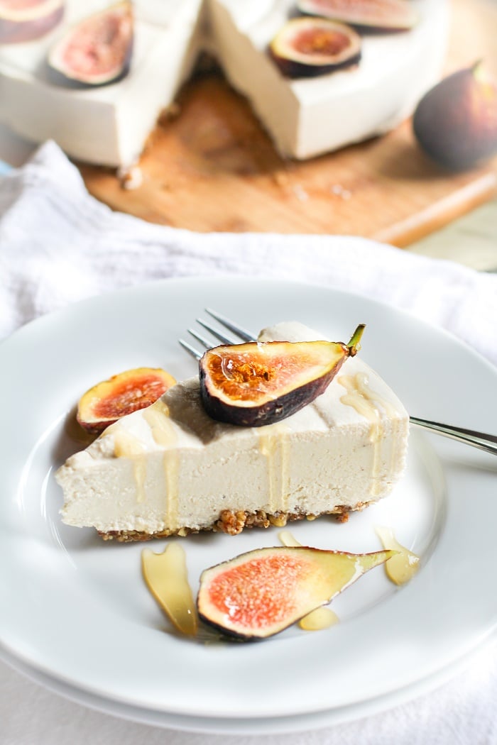 No-Bake Vegan "Cheesecake" - dairy-free, refined sugar-free, and paleo | TheRoastedRoot.net #glutenfree #healthy #dessert