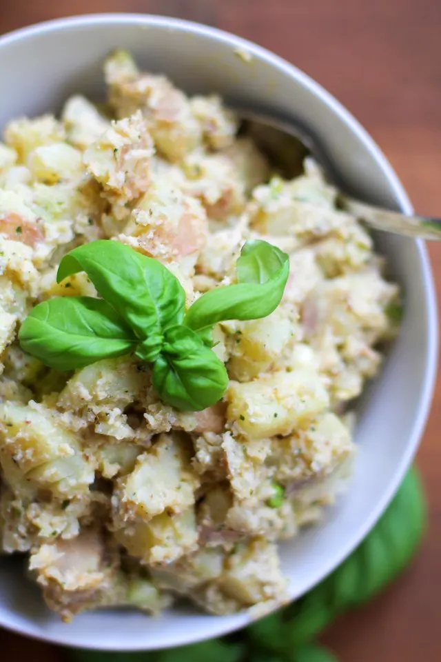 Ricotta Pesto Potato Salad | TheRoastedRoot.net #healthy #side_dish #vegetarian 