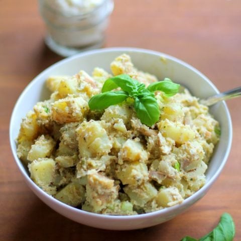 Ricotta Pesto Potato Salad | TheRoastedRoot.net #healthy #side_dish #vegetarian