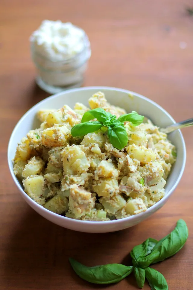 Ricotta Pesto Potato Salad | TheRoastedRoot.net #healthy #side_dish #vegetarian