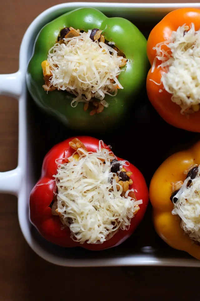 Southwest Stuffed Bell Peppers - an easy recipe for your weeknight meals! | TheRoastedRoot.net #vegetarian #healthy #dinner