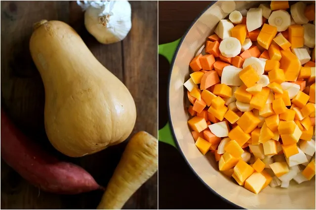Warmly-Spiced Butternut Squash and Root Vegetable Chili | TheRoastedRoot.net #healthy #recipe #NobleVinesDines 