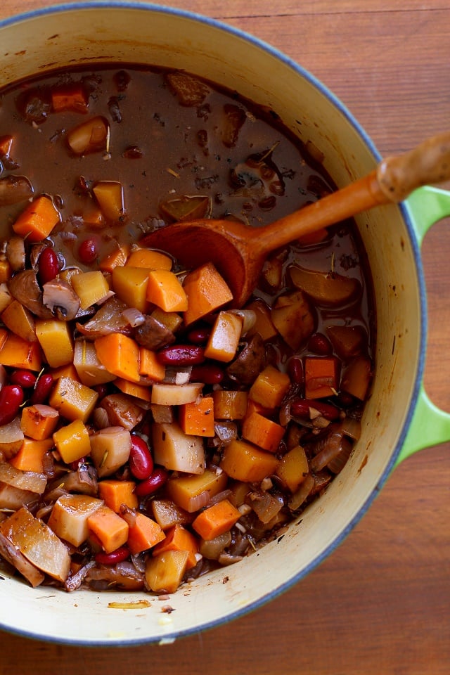 Warmly-Spiced Butternut Squash and Root Vegetable Chili | TheRoastedRoot.net #healthy #recipe #NobleVinesDines