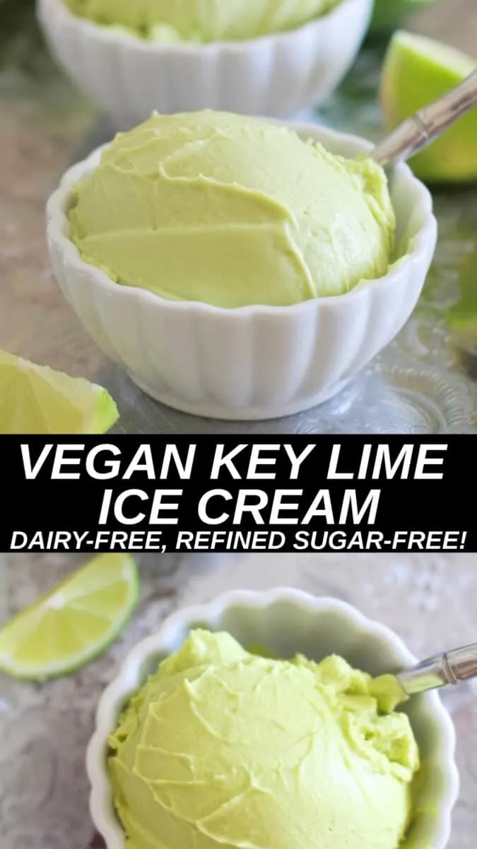 Vegan Key Lime Ice Cream recipe made with avocado, coconut milk, pure maple syrup and lime juice! A fresh and easy dairy-free ice cream recipe with no eggs!