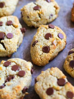 Grain-Free Chocolate Chip Orange Ginger Scones made with almond flour and sweetened with pure maple syrup | TheRoastedRoot,net #glutenfree #healthy #recipe