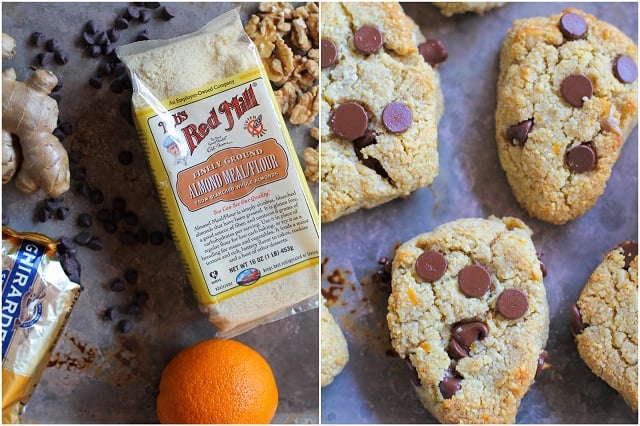 Grain-Free Chocolate Chip Orange Ginger Scones made sweetened with pure maple syrup | TheRoastedRoot,net #glutenfree #healthy #recipe