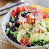 Farmer's Market Forbidden Rice Buddha Bowls with Apricot-Tahini Dressing - a nutritious paleo and vegan dinner recipe