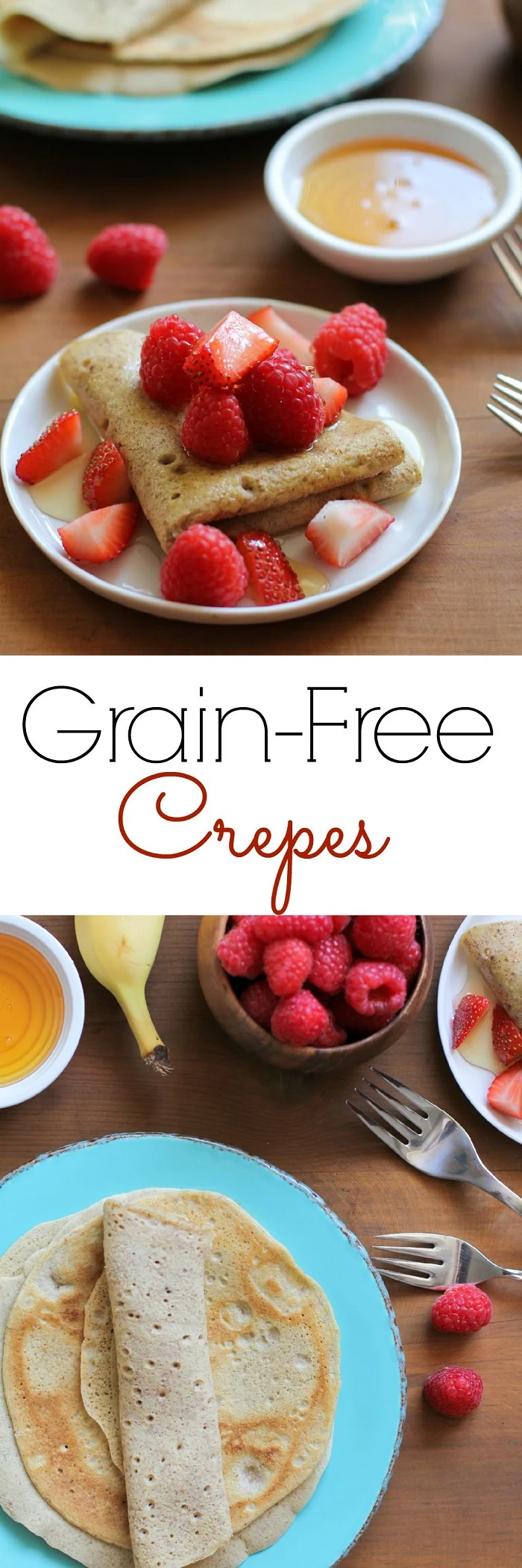4-Ingredient Grain-Free Crepes made easily in a blender | TheRoastedRoot.net #glutenfree #paleo #breakfast #healthy