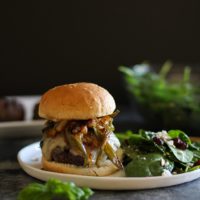 Herby Grilled Burgers with Caramelized Onions and Jalapenos | TheRoastedRoot.net