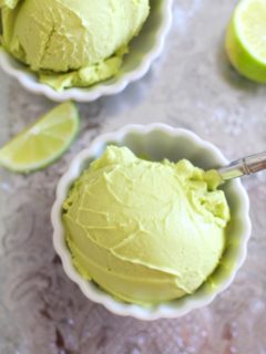 Key Lime Vegan Ice Cream made with avocados, coconut milk, and maple syrup | TheRoastedRoot.net #healthy #dessert #paleo