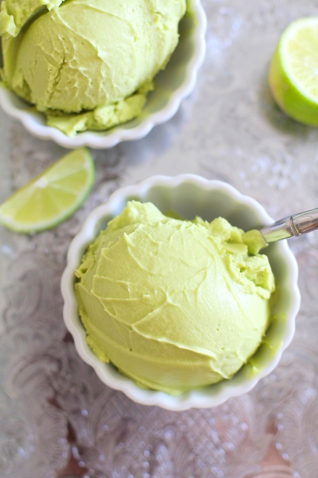 Key Lime Vegan Ice Cream made with avocados, coconut milk, and maple syrup | TheRoastedRoot.net #healthy #dessert #paleo