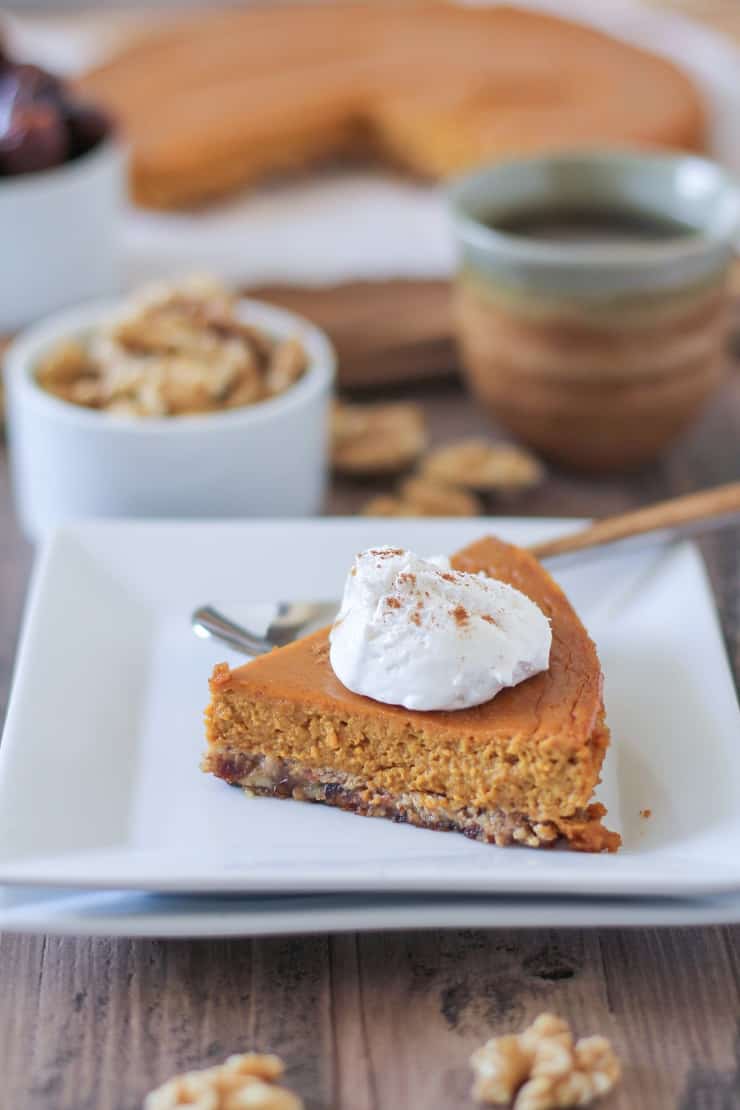 Paleo Pumpkin Pie - made with all whole food ingredients, this dessert is dairy-free, refined sugar-free, grain-free, and healthy!