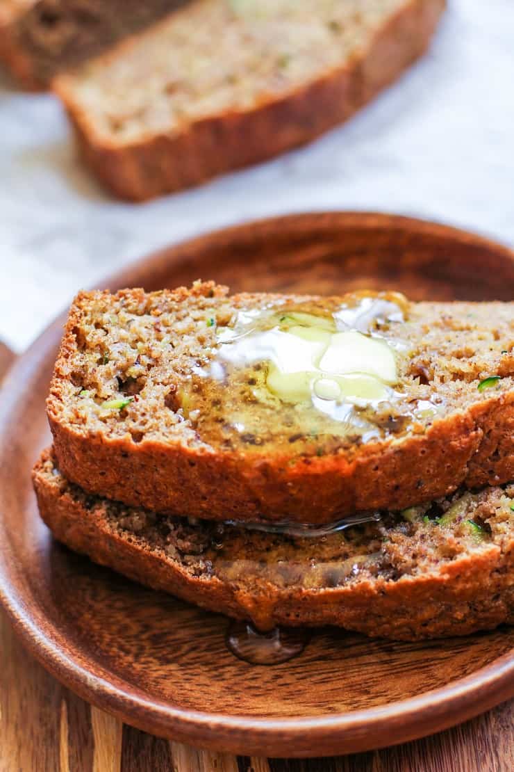 Paleo Zucchini bread made with almond flour, tapioca flour, and coconut flour - naturally sweetened, grain-free and gluten-free zucchini bread recipe