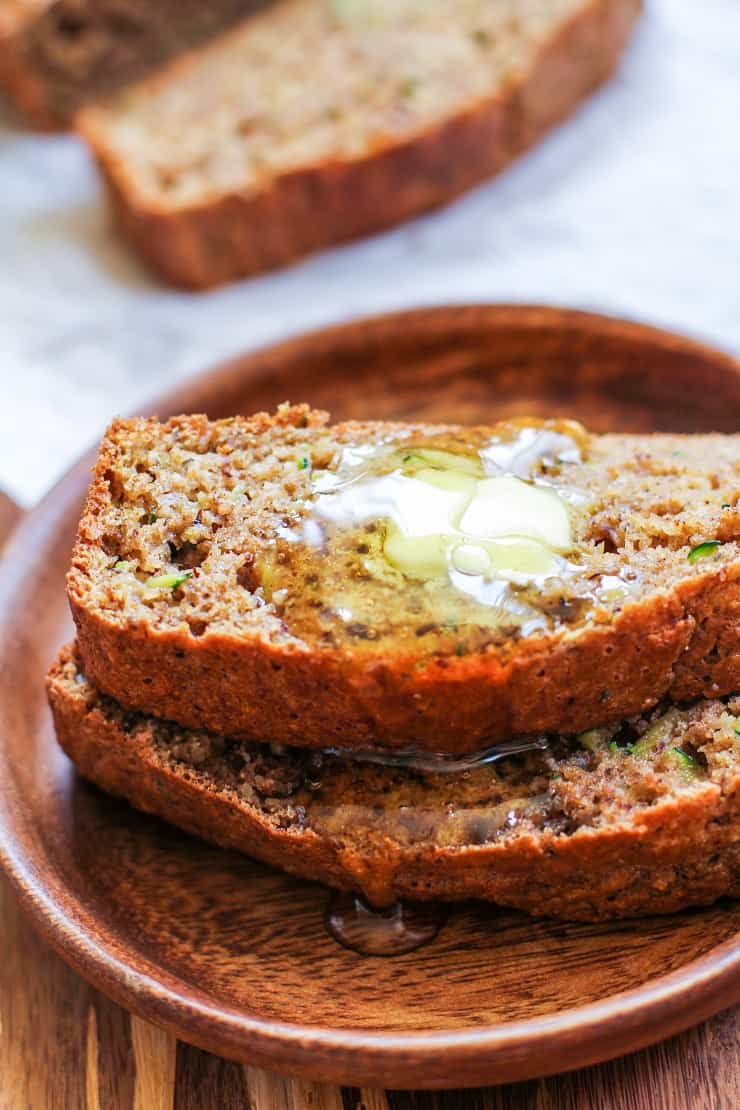 Paleo Zucchini bread made with almond flour, tapioca flour, and coconut flour - naturally sweetened, grain-free and gluten-free zucchini bread recipe