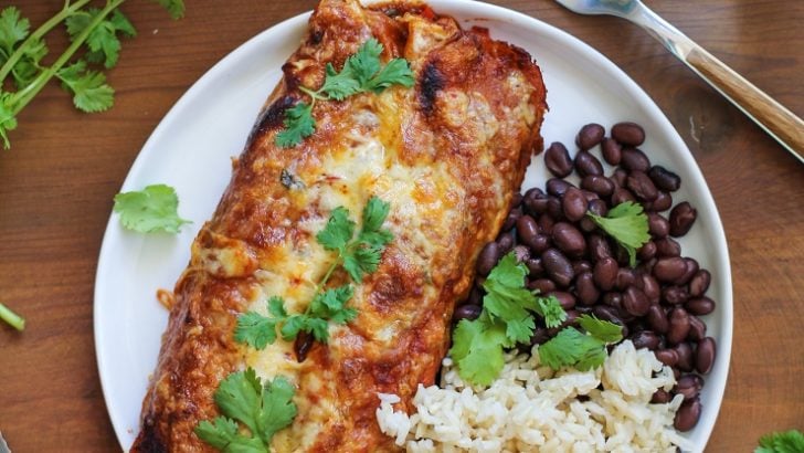 Small Batch Sweet Potato and Black Bean Enchiladas - the perfect dinner for two! | TheRoastedRoot.net #healthy #vegetarian #recipe