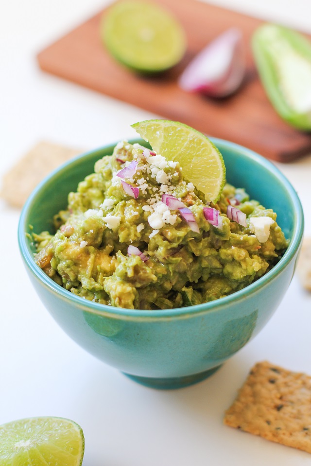 Bacon Guacamole with Queso Fresco - Best.guac.evah!! | TheRoastedRoot.net