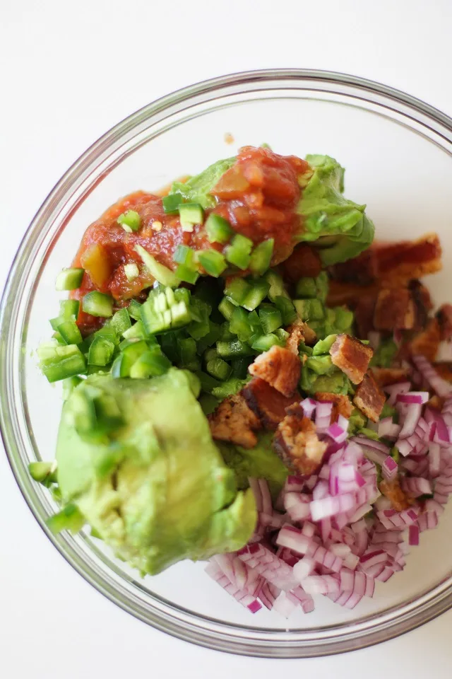 Bacon Guacamole with Queso Fresco - Best.guac.evah!! | TheRoastedRoot.net