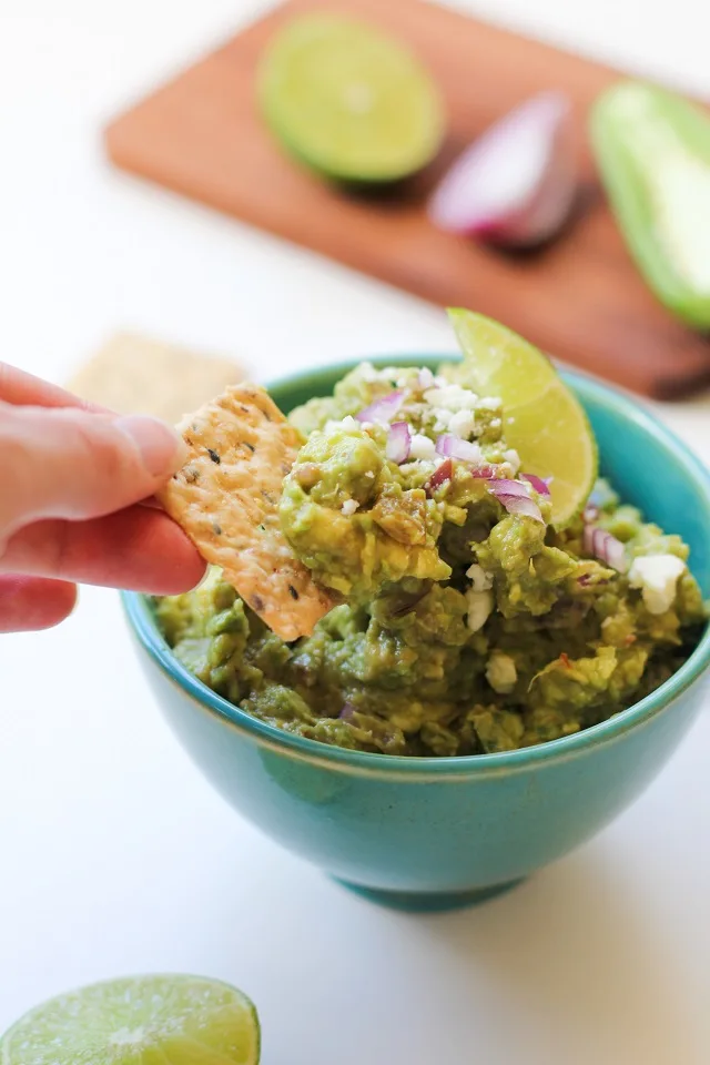 Bacon Guacamole with Queso Fresco - Best.guac.evah!! | TheRoastedRoot.net