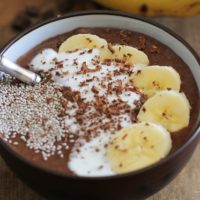 Chocolate Banana Acai Bowls with Chia Seeds - a healthy breakfast full of antioxidants and vitamins! | TheRoastedRoot.net #paleo #vegan #dairyfree