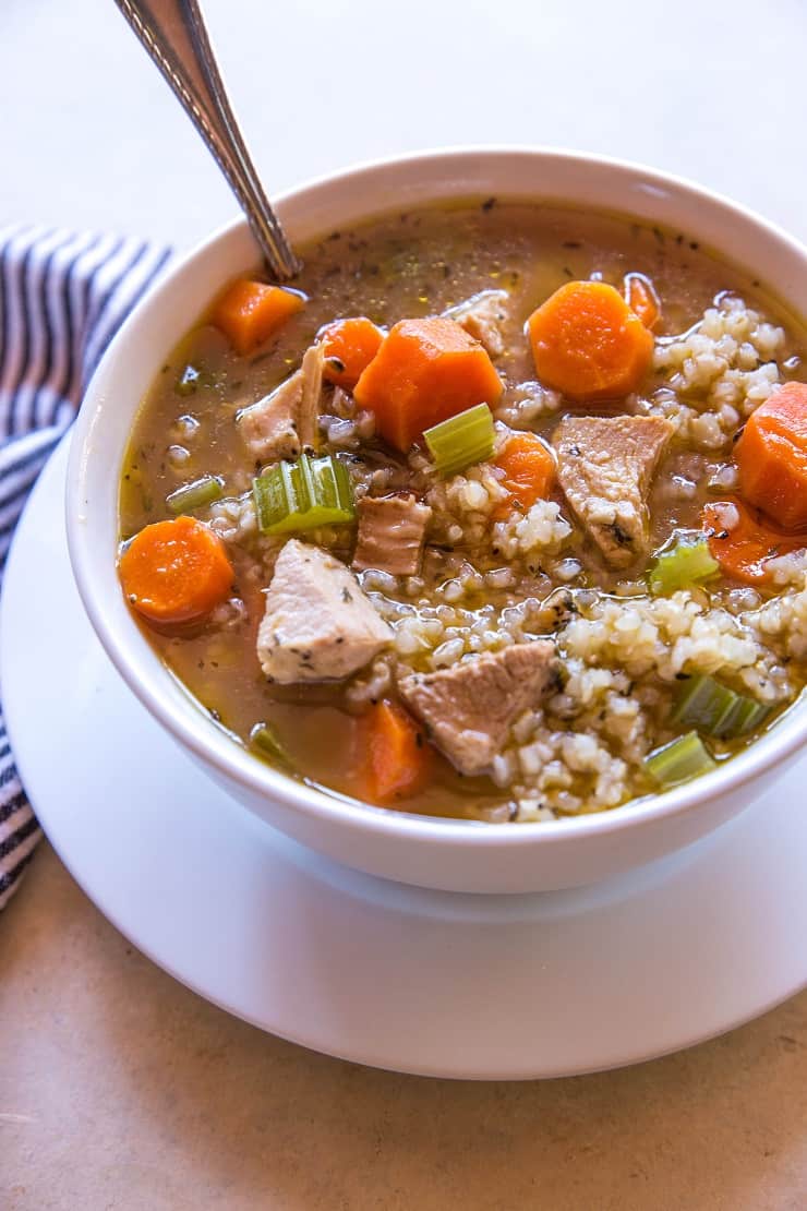 Crock Pot Chicken and Rice Soup - an easy recipe for healthy weeknight meal prep | TheRoastedRoot.net