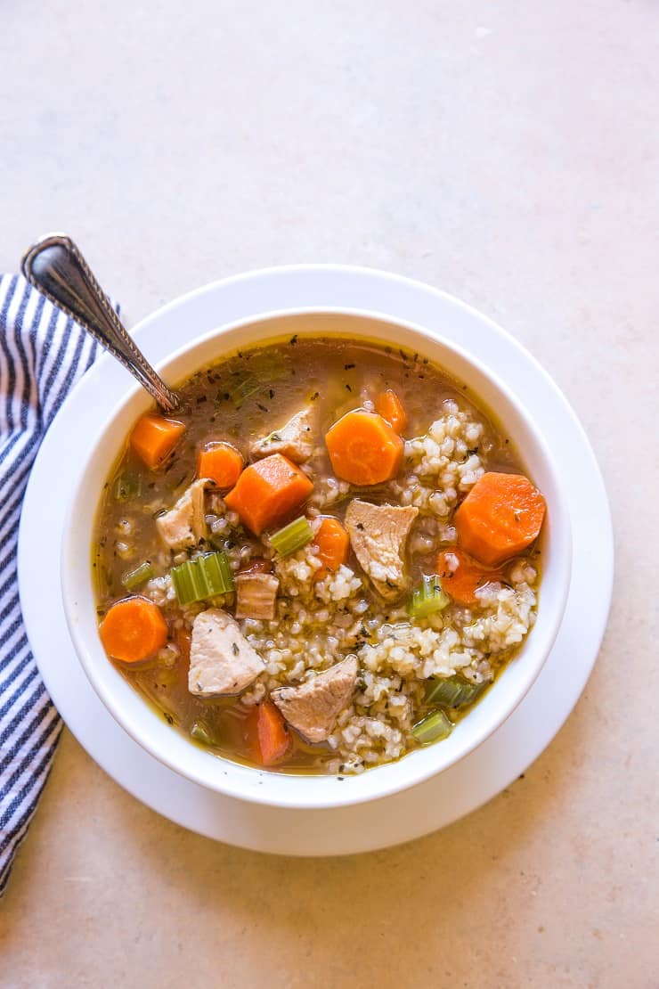 Crock Pot Chicken and Rice Soup - an easy recipe for healthy weeknight meal prep | TheRoastedRoot.net