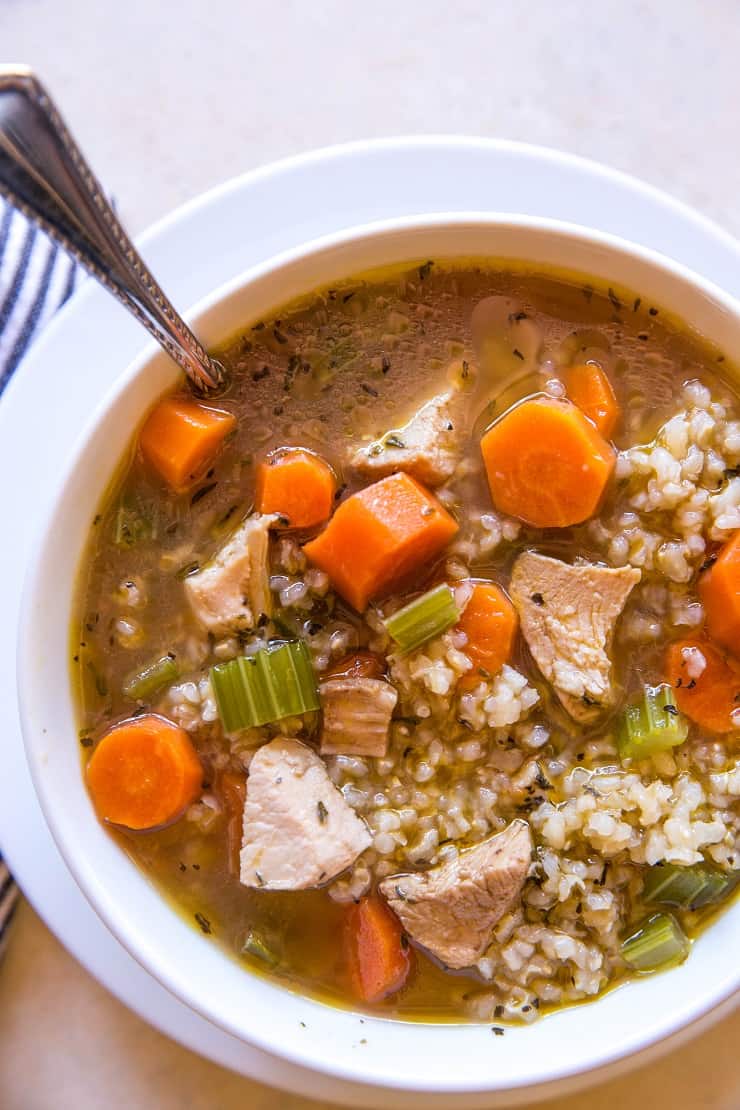 Crock Pot Chicken and Rice Soup - an easy recipe for healthy weeknight meal prep | TheRoastedRoot.net