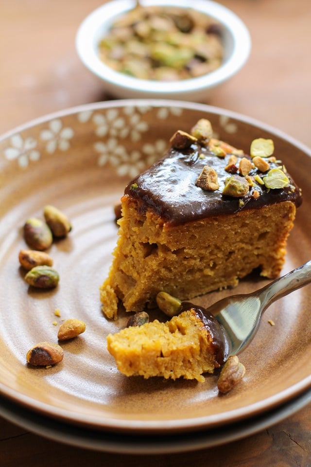 Gluten-Free Kabocha Squash Spice Cake with Chai Caramel - naturally sweetened and healthy! | TheRoastedRoot.net #cake #dessert #healthy #fall #recipe