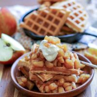 Grain-Free Waffles with Spiced Apples and Homemade Caramel - paleo, gluten-free, refined sugar-free, and healthy!