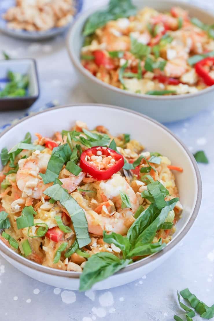 Spaghetti Squash Pad Thai with cashew-ginger sauce - gluten-free, soy-free, paleo, and healthy!