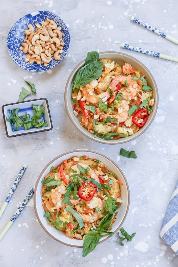 Spaghetti Squash Pad Thai with cashew-ginger sauce - gluten-free, soy-free, paleo, and healthy!