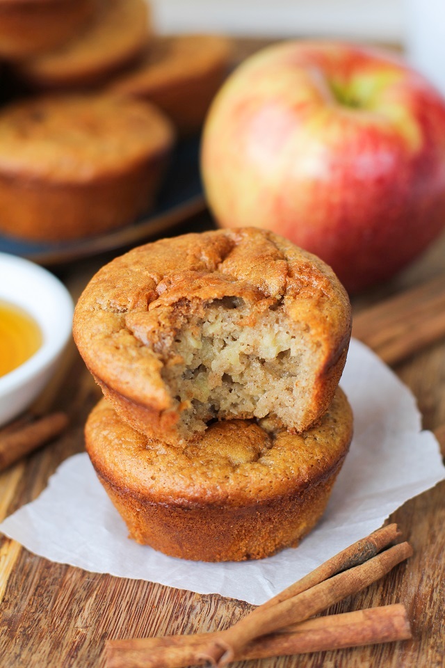 Grain-Free Apple Cinnamon Muffins - naturally sweetened and gluten-free, made with @BobsRedMill almond flour and tapioca flour | TheRoastedRoot.net #healthy #breakfast #recipe #paleo