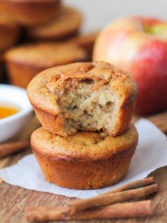 Grain-Free Apple Cinnamon Muffins - naturally sweetened and gluten-free, made with @BobsRedMill almond flour and tapioca flour | TheRoastedRoot.net #healthy #breakfast #recipe #paleo