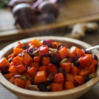 Orange Honey-Glazed Butternut Squash and Beets - a healthy side dish for fall and winter | TheRoastedRoot.net #recipe #vegetarian