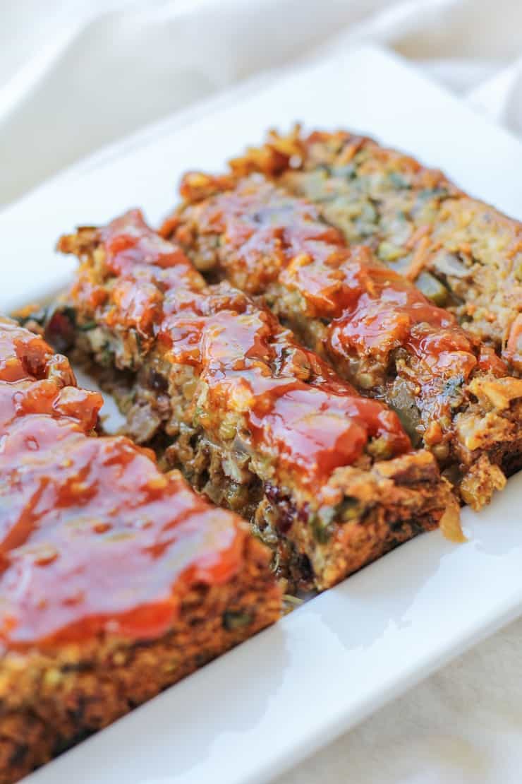 Thai Vegan Meatloaf made with lentils and brown rice. Packed with vegetables and spiced to perfection! #glutenfree #dinner #recipe