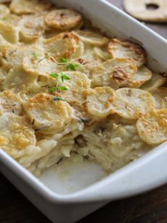 Herbed Coconut Milk Potatoes Au Gratin - a lightened up version of the classic dish #glutenfree