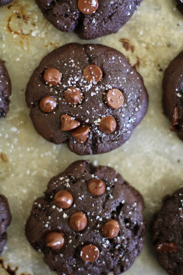 Gluten-Free Salted Double Chocolate Buckwheat Cookies - naturally sweetened, and healthy - TheRoastedRoot.net