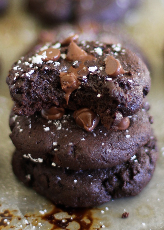 Grain-Free Salted Double Chocolate Buckwheat Cookies - a super rich gluten-free dessert! TheRoastedRoot.net