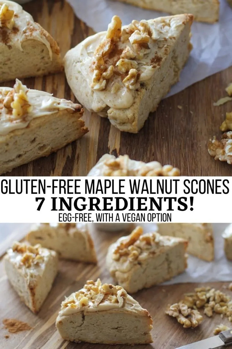 Gluten-Free Maple Walnut Scones with a vegan option - egg-free, perfectly flaky delicious scones!