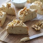 Gluten-Free Maple Walnut Scones with Maple Glaze | TheRoastedRoot.net #breakfast #recipe