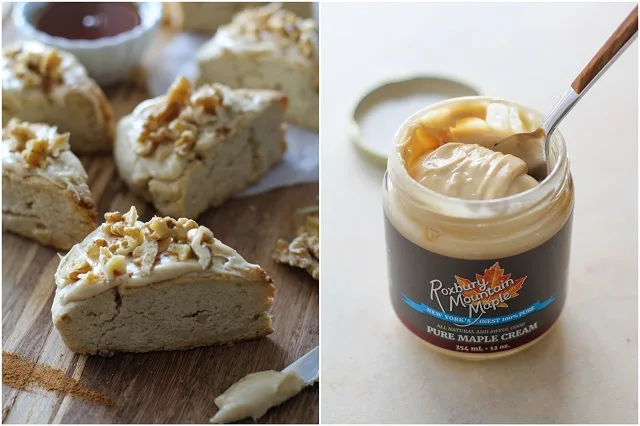 Gluten-Free Maple Walnut Scones with Maple Glaze | TheRoastedRoot.net #breakfast #recipe