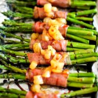 Prosciutto-Wrapped Asparagus with Balsamic Reduction and Caramelized Pears | TheRoastedRoot.net #inspiredGathering #ad @mysmithsgrocery