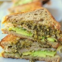 Turkey Pesto Avocado Sandwich with @udisglutenfree rye bread | TheRoastedRoot.net #glutenfree #lunch #recipe