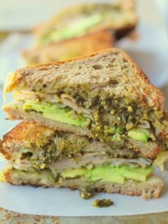 Turkey Pesto Avocado Sandwich with @udisglutenfree rye bread | TheRoastedRoot.net #glutenfree #lunch #recipe