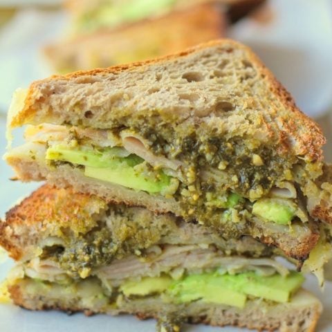 Turkey Pesto Avocado Sandwich with @udisglutenfree rye bread | TheRoastedRoot.net #glutenfree #lunch #recipe