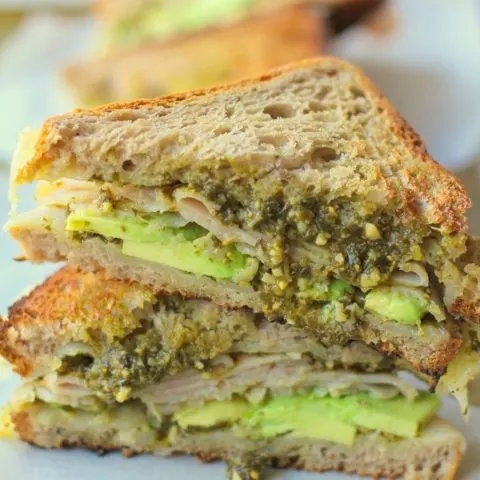 Turkey Pesto Avocado Sandwich with @udisglutenfree rye bread | TheRoastedRoot.net #glutenfree #lunch #recipe