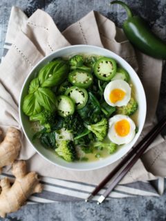 Vegetarian Ramen with Garlic-Ginger Broth | TheRoastedRoot.net #glutenfree #healthy #dinner