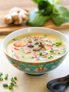 Egg Drop Soup with Bok Choy and Mushrooms | TheRoastedRoot.net #recipe #vegetarian #healthy